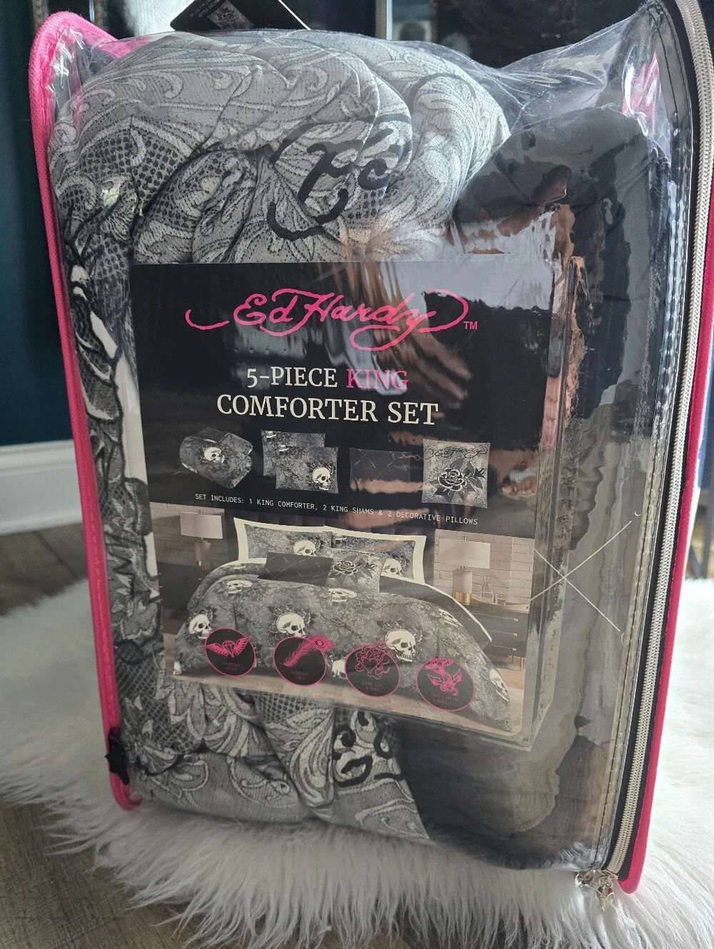 Ed Hardy 5 piece Kind Comforter set new